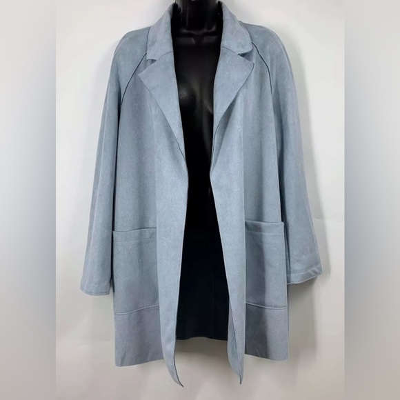 NWOT Zara Women's Belted Faux Suede Lapel Collar Open Trench Coat Size XXL - Picture 1 of 3